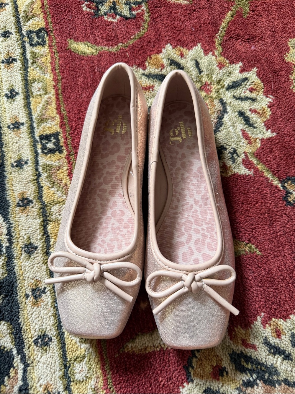 Gianni Bini Pink Glitter Bow Ballet Flats